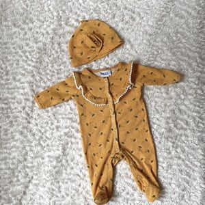 Baby girl yellow footie pajamas